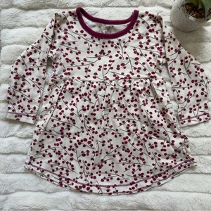 Touched By Nature 100% Organic Cotton Dress Berry Branch Print Long Sleeve Girls - Picture 1 of 6