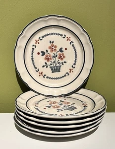 Set of 6 Cumberland Stoneware Brambleberry Plates 7.5” Floral Ornate Rim Blue - Picture 1 of 5