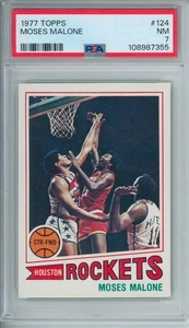 1977 Topps Moses Malone White Back PSA 7 Rockets 76ers - Picture 1 of 2