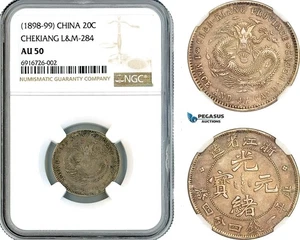 A11-122, China, Chekiang, 20 Cents ND (1898-99), Hangchow Mint, Silver, NGC AU50 - Picture 1 of 1
