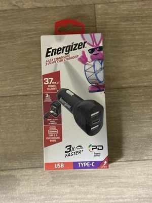 Energizer Tipo-C + 2 Cargador de Coche USB, 37 vatios, Entrega de Energía Foto 1 de 4