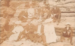 POSTCARD DEVON BAMPTON DAY OUTING ANIMATED SCENE c 1904 RPPC - Picture 1 of 2