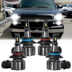 Faro LED 9005 9006 haz alto-bajo 4X blanco para Chevy Silverado 1500 1999-2006 - Imagen 1 de 12