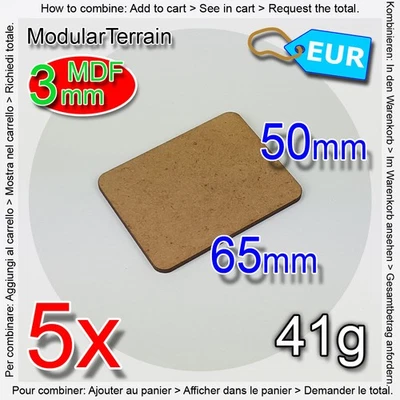 LASERCUTNPLAY.COM 5x 3mm MDF 50x65mm 65x50mm Large Base Rounded Corners Flames Of War Warhammer
