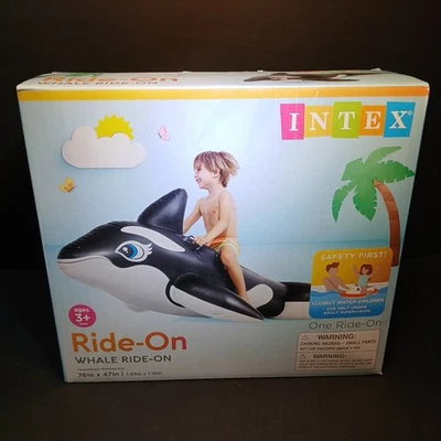 Intex Swimming Pool Float Ride On Orca Inflatable Killer Whale 76" x 47" NEW - Image 1 of 4