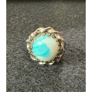 Vintage West Germany Twisted Silver Faux Stone Ring Adjustable - Picture 1 of 6
