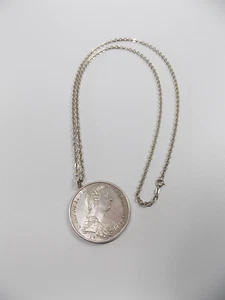 Antikschmuck Münzanhänger Maria Theresia 1780 Silberkette 835er Silber Antik - Bild 1 von 11