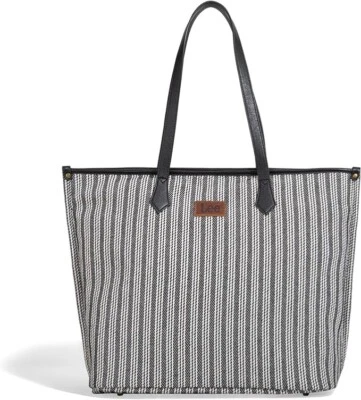 Montana West /Lee Large Stripe  Tote Bag Black & White Ships 6 Days A Week - Image 1 of 3
