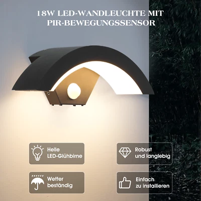 Led Außenleuchte mit Bewegungsmelder Wandleuchte Außenlampe Wandlampe Leuchte - Bild 1 von 4