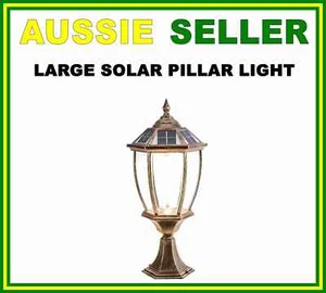 Solar Pillar Lamp Post Outdoor Light IP65 LED Fence Balcony X- LARGE 52cm BRONZE - Picture 1 of 6