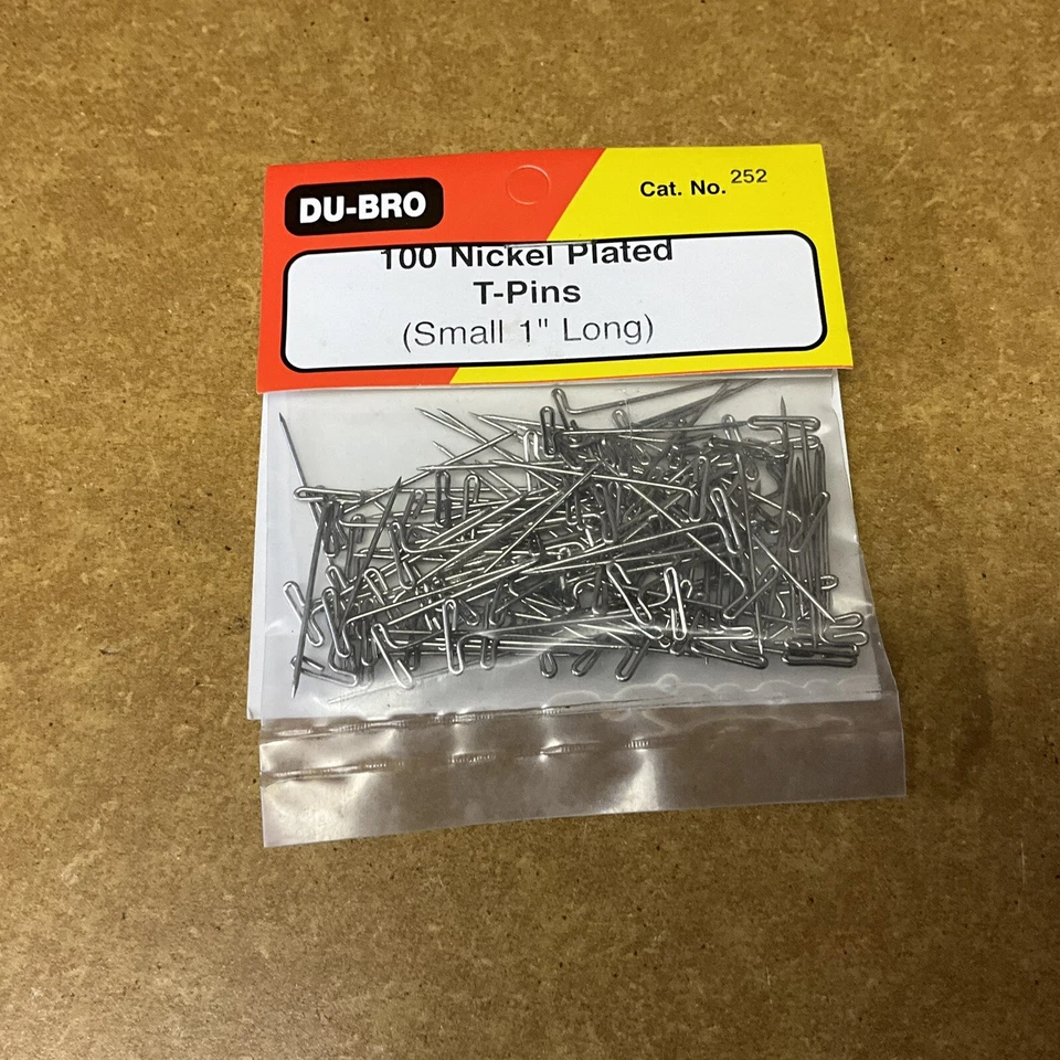 Du-Bro (252) 100 Nickel Plated T-Pins/Small 1” Long (NIB) - Изображение 1 из 1
