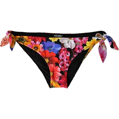 DOLCE & GABBANA Traje de baño Negro Estampado Floral Traje de baño Parte inferior de bikini IT3/M 750usd Foto 1 de 4