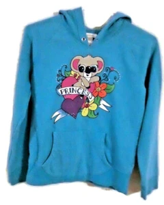 Long Sleeve Teal Hoodie With Koala Bear / "Princess" (Kids Girls, Size 14 - XL) - Picture 1 of 8