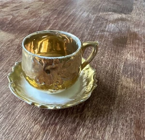Royal LIMAGES Frankreich antik handbemalt gold feinchina Demitasse Tasse & Untertasse. - Bild 1 von 12