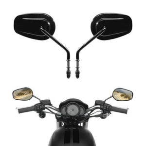Black Rear View Side Mirrors Fit For Harley Road King Touring XL 883 SPORTSTER - Picture 1 of 12