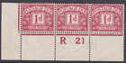 D2wi 1D Royal Cypher Postage Due Control R21 Perf Strip Of 3 Unmounted Mint