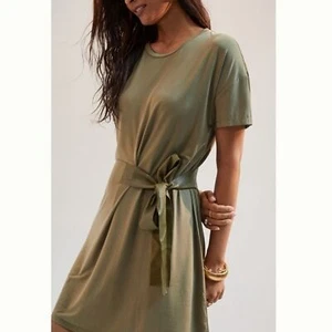 Anthropologie Dolan Collection Belted Mini Shirt Dress Olive Dress Relaxed M - Picture 1 of 12