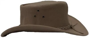 Cappello australiano western cowboy cowgirl stile australiano scamosciato cespuglio marrone cammello - Foto 1 di 5