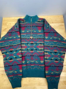 Vintage Orvis 1/4 Zip Sweater L 100% Pure Wool Pullover Southwestern USA  #7180 - Picture 1 of 7