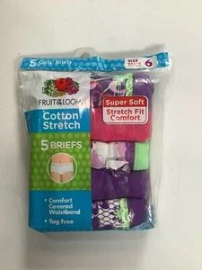 Paquete de 5 calzoncillos multicolores de fruta del telar para niñas talla 6 ¡NUEVOS! - Imagen 1 de 2