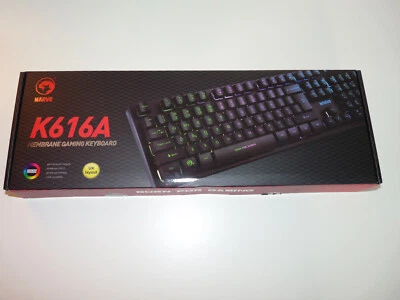 Marvo K616A membrane waterproof gaming Keyboard, 3 Colour LED Backlit, USB, NEW - Image 1 of 4