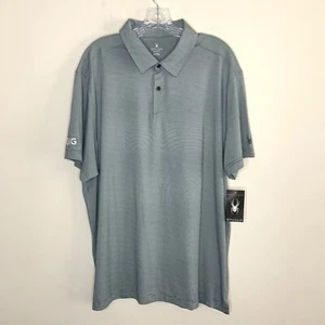 Spyder Hemd Herren 2XL blau weiß gestreift Polo Golf GWG Logo bestickt Stretch - Bild 1 von 13