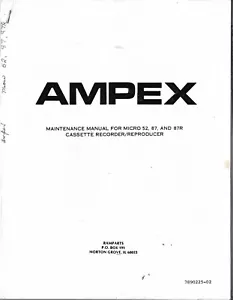 AMPEX MICRO 52, 87, And 87R CASSETTE RECORDER/REPRODUCER SERVICE MANUAL - Picture 1 of 1