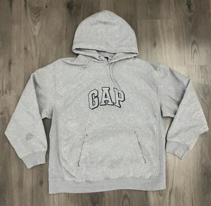 Vintage Gap Sweatshirt Hoodie Gray Reverse Weave Spellout Size L / XL - Sleeve - Picture 1 of 10