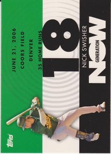 2007 Topps Nick Swisher #GN377 Oakland Athletics Baseball