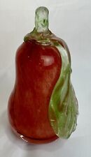 Vintage Murano Style Hand Blown Glass Fruit Pear 4.5” Crimson Red