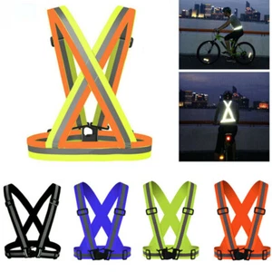 Chaleco reflectante de seguridad para correr nocturno ciclismo ajustable cinturón de alta visibilidad - Imagen 1 de 16