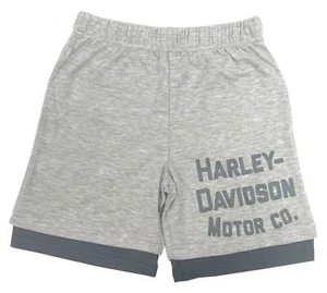 Harley-Davidson Little Boys' H-D Script Double Layered Stretch Shorts - Gray - Picture 1 of 2