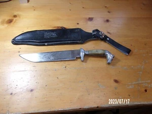 VTG 1950s-60s HORSE HEAD MEXICO 13.5" JADE HUNTING KNIFE SHEATH OAXACA AMOR LOVE - Picture 1 of 16