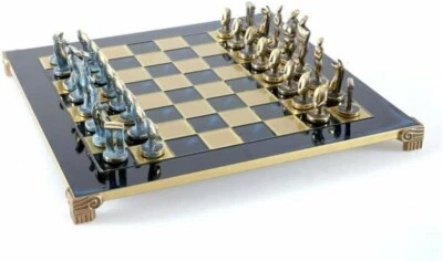 Juego de ajedrez colectivo decorativo artesanal de lujo antiguo azul cíclado L Foto 1 de 4