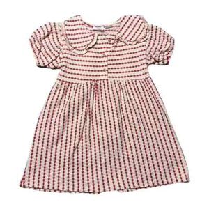 Zara Striped Textured Weave Dress Red White Collared Short Sleeve 2211/539 4-5 - Picture 1 of 9