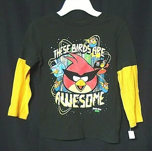 BOYS "ANGRY BIRDS" POLO SHIRT - BLACK SIZE 3 - LONG SLEEVE - NICE PICTURE! - Picture 1 of 2