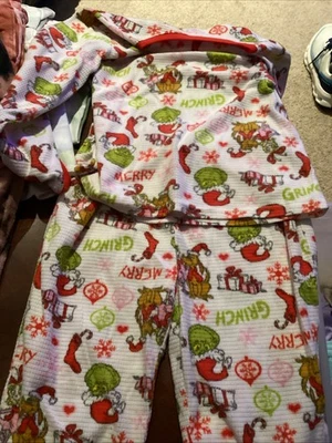 Grinch Christmas Kids Boys Girls Flannel Pajama Set L Large 10/12 New Flannel - Image 1 of 4