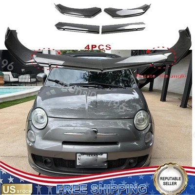 Add-on Car Front Bumper Lip Splitter Carbon Fiber Style For Fiat 500C Abarth Foto 1 de 4