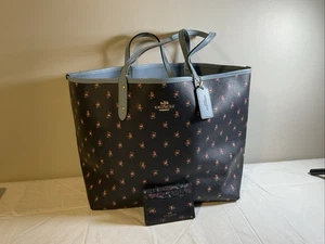 Authentic COACH Shoulder Tote Bag Reversible With Card Case Used - Picture 1 of 13