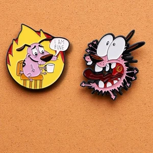 Courage the Cowardly Dog Enamel Pins Lot Cartoon Network Scared Face I Am Fine - Picture 1 of 3
