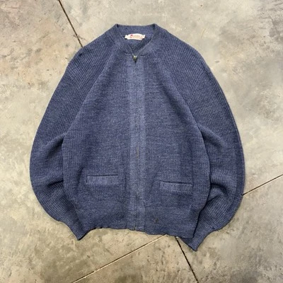 Suéter Vintage Marca India Cremallera Completa Azul Para Hombre XL Años 70 Cowichan Tejido Suelto Foto 1 de 4