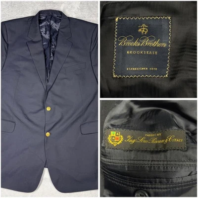 Blazer Brooks Brothers Para Hombre 48 Largo Azul Marino Lana Brooksease Loro Piana Botones Dorados Foto 1 de 4