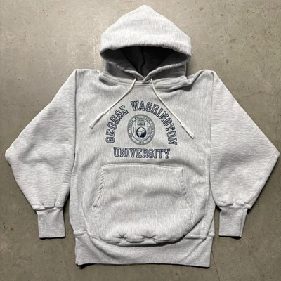Sudadera con Capucha Tejido Inverso Vintage Años 90 Campeón George Washington University M College Foto 1 de 4