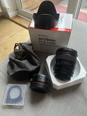 Canon 24mm f/1.4 L II lens + Meika adapter (for Rf) + ND and Clear filter - Image 1 of 4