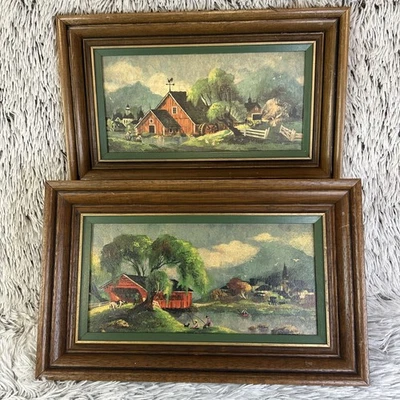 2 复古 Frans Van Lamsweerde 民间艺术印花 红色谷仓 钓鱼 农业 乡村 MCM — 第 1/4 张图片