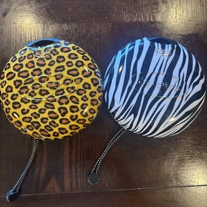 Vtg Y2K Discgear Cd Holders Travel Container Shells Zebra Cheetah Animal Print - Picture 1 of 11