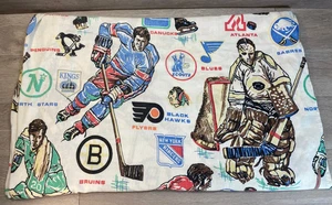 Vintage 1974-76 NHL Hockey Handwerk flaches Bettlaken 104"x74" nicht mehr existierende Teams KC Scouts - Bild 1 von 6