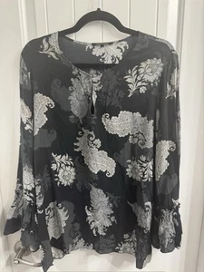 Kobi Halperin XL schwarz-weiß Paisley Seide Top - Bild 1 von 6