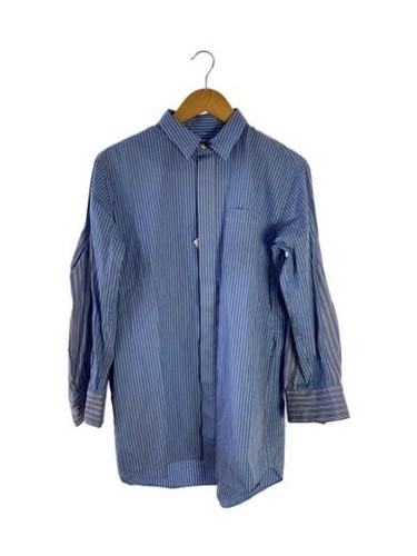 abito camicia popeline di cotone sacai 1 cotone blu strighe 24 07527