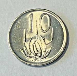 1985 South Africa Coin 10 cents Aloe Plant Flower Wildlife - Picture 1 of 2
